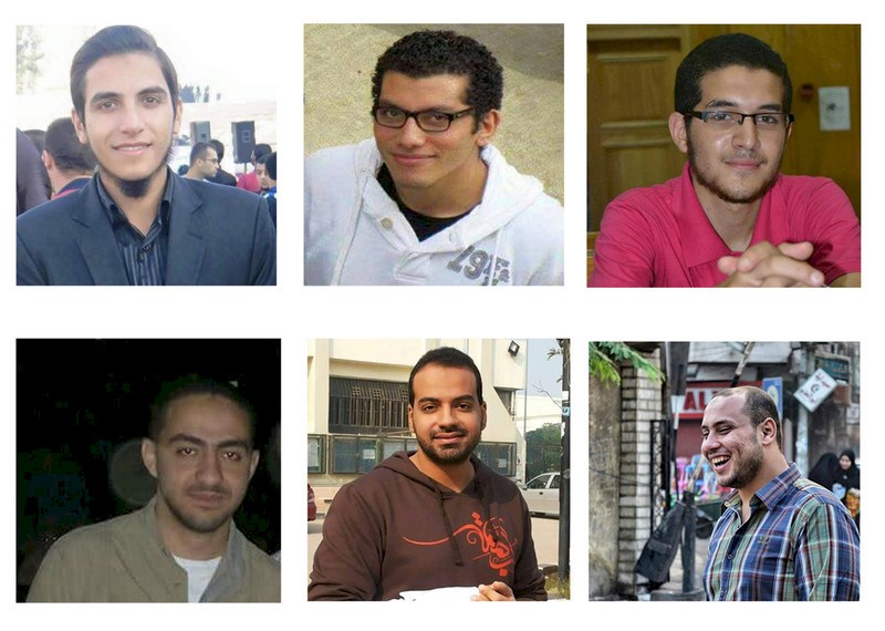 From left to right: Khaled Askar, Ahmed Meshaly, Mahmoud Wahba, Abdel Rahman Atteya, Ibrahim Azzab, Bassem el-Khereby